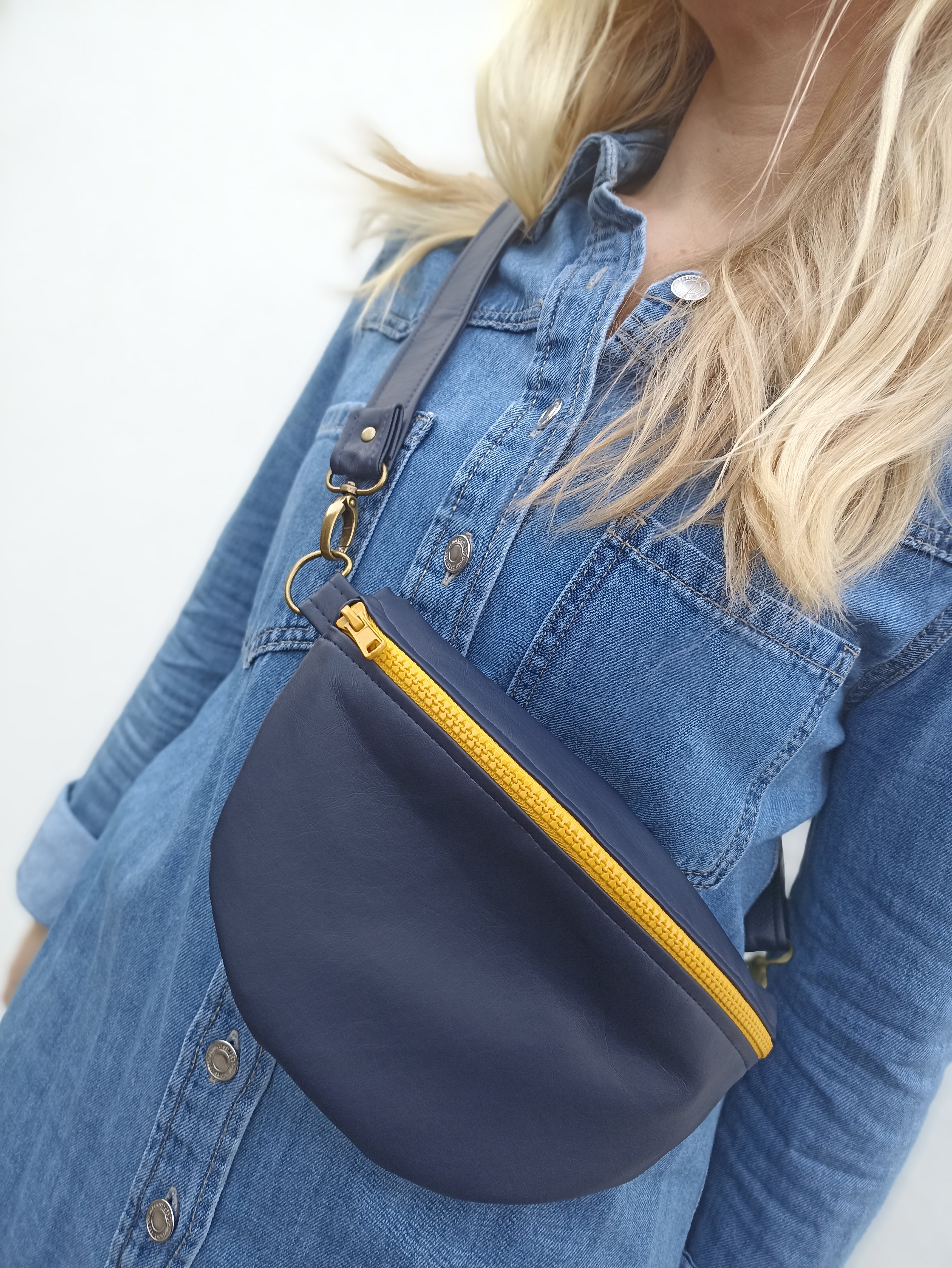 Navy blue leather discount cross body bag